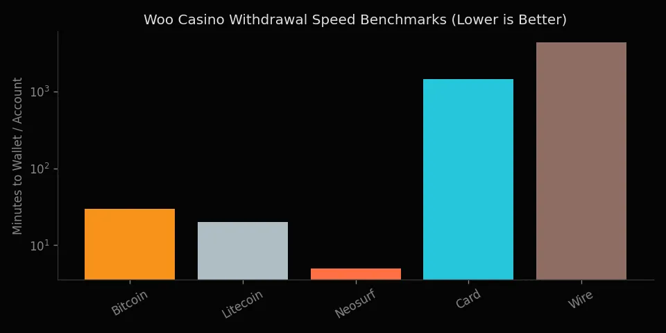 How withdrawal speed changes by method at Rollxo