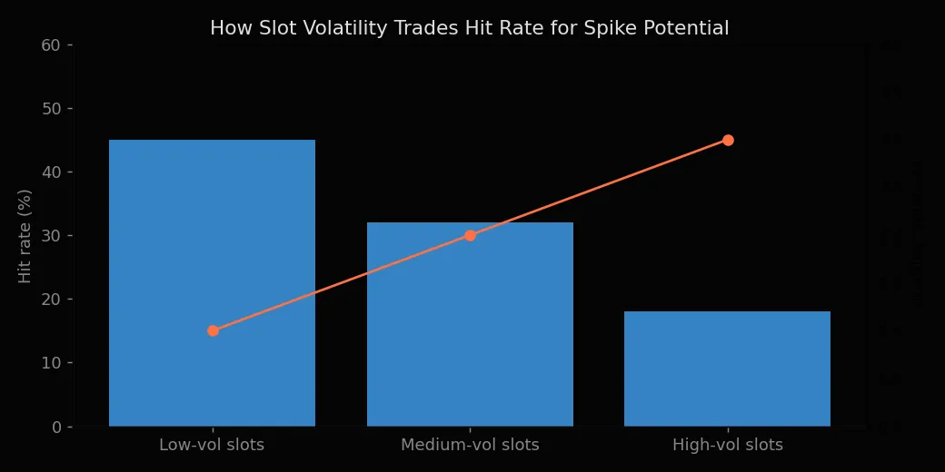 How slot volatility trades hit rate for spike potential
